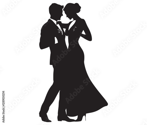 Wallpaper Mural Silhouette Of A Young Couple. Love and Passion A Stunning Couple Vector Design. Torontodigital.ca