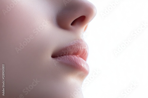 A close-up view of a woman's face with her eyes shut, perfect for use in scenarios where the subject is relaxing or introspective