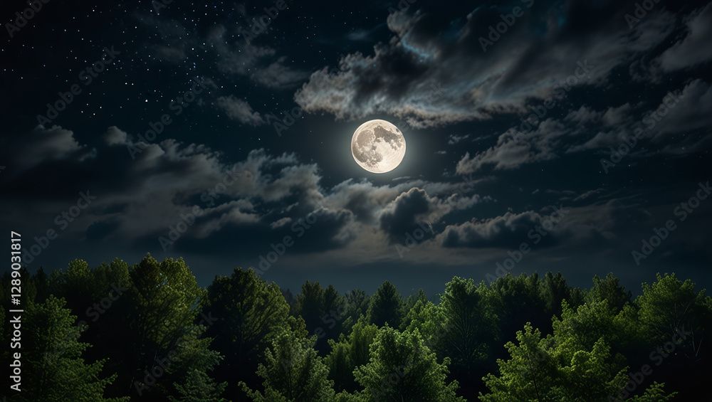 Fototapeta premium full moon over the forest