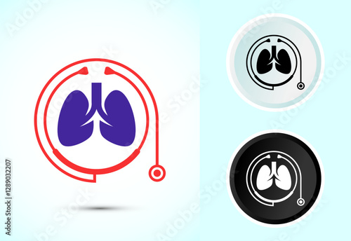 Lungs health care icon design illustration. Healthcare and medical icon sign, Color black and white