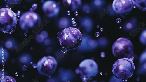 Wallpaper Mural Floating dark purple acai berries with droplets on a deep background Torontodigital.ca