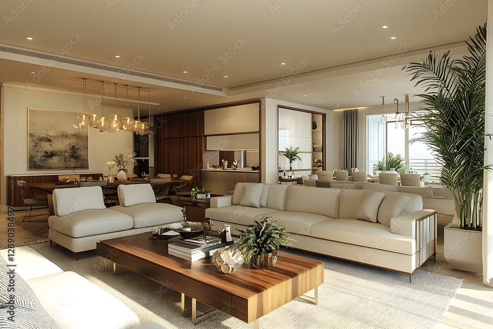 Fototapeta premium Luxurious Open Concept Penthouse with Stunning City Skyline Views