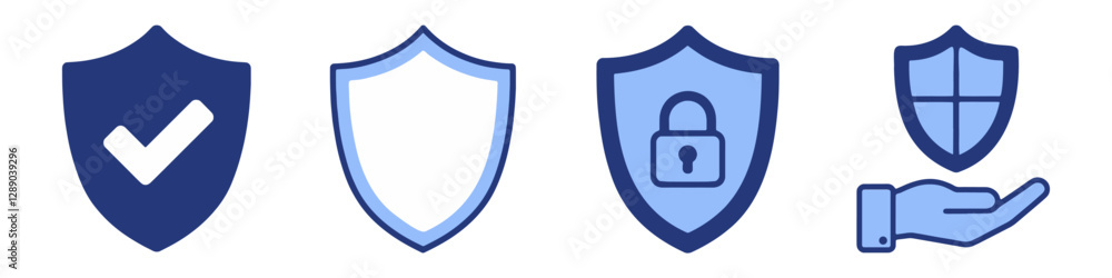 Collection of Different Shields Representing Cyber Security Concepts and Protection Measures Collection of Different Shields Representing Cyber Security Concepts and Protection Measures