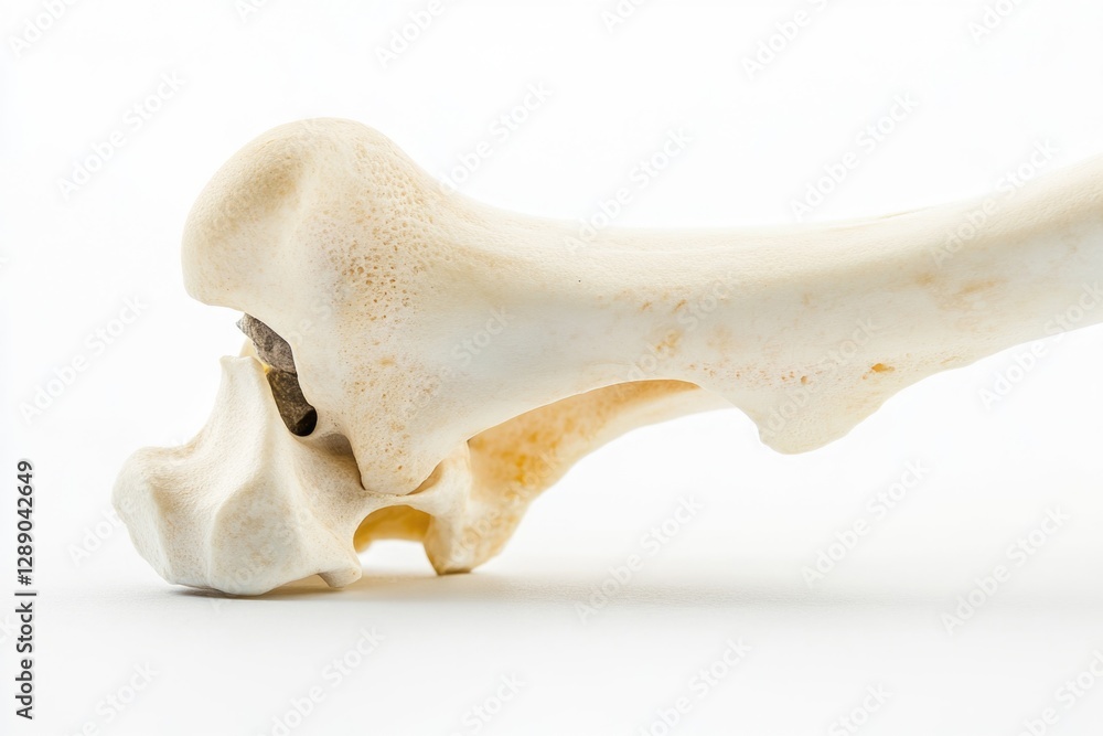 Naklejka premium An anatomical specimen of a bone placed on a white surface, suitable for medical or scientific use
