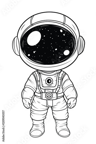 cute astronaut in a spacesuit, perfect for coloring activities. Ideal for kids' coloring books, space-themed education, and creative fun.
