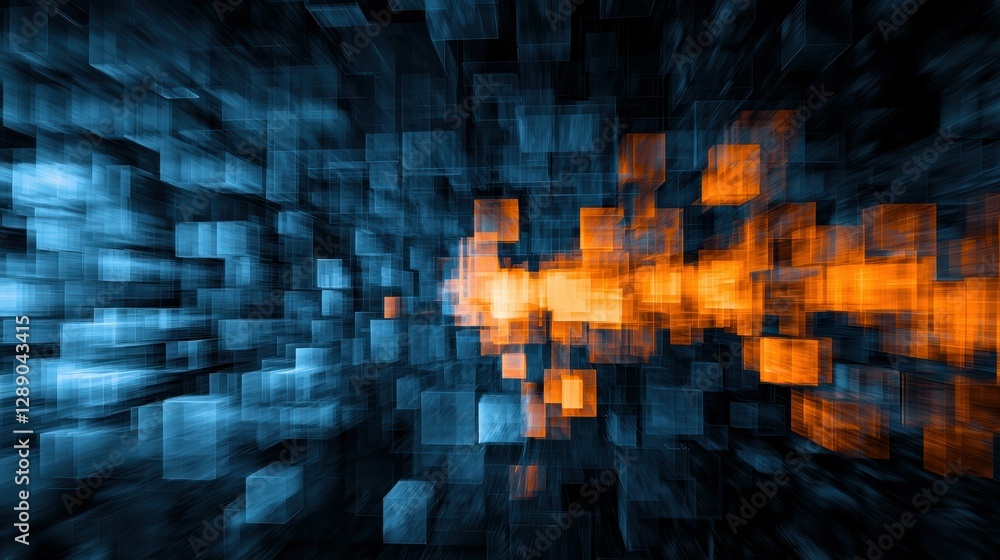 Obraz premium Dynamic abstract financial visualization virtual environment digital art blue and orange color palette