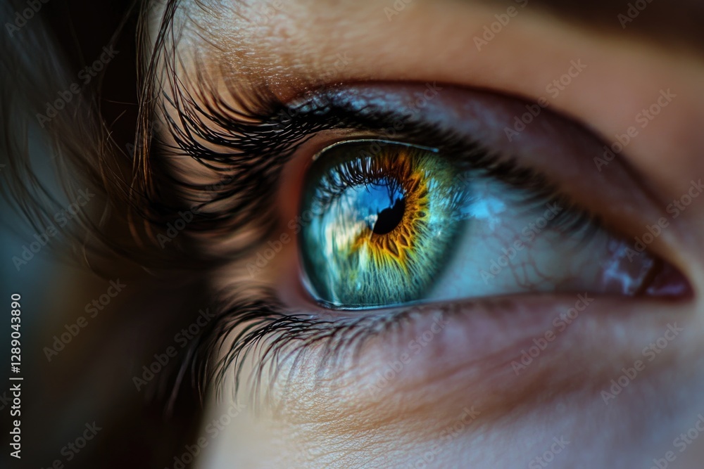 Fototapeta premium A detailed shot of a person's blue eye, great for illustrations or representations