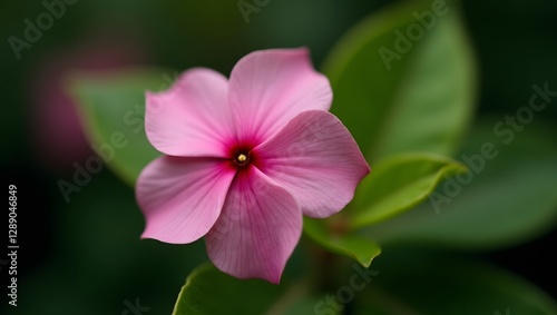 Pink Madagascar Periwinkle Flower Macro Closeup