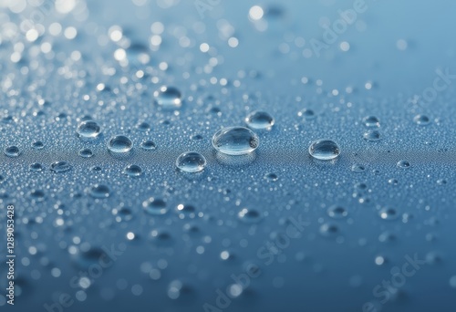Wallpaper Mural  Clear water droplets on a blue surface with a closeup view in natural light Torontodigital.ca