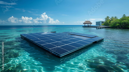 Wallpaper Mural A floating platform with solar panels serves as a _010 Torontodigital.ca