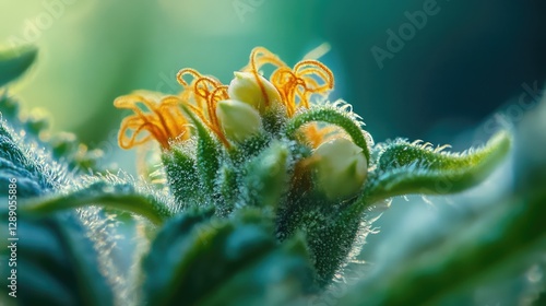 Wallpaper Mural A close-up shot of a flower bud growing on a plant, ready to bloom Torontodigital.ca
