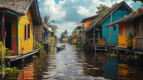 Wallpaper Mural A floating village on a lake with houses on stilts_007 Torontodigital.ca