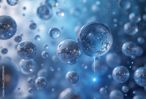 Wallpaper Mural  Transparent bubbles floating in the air with a single bubble having a droplet falling from it Torontodigital.ca