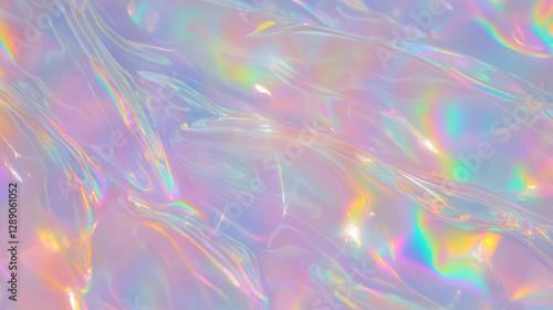 Iridescent wavy ribbed transparent plastic texture for abstract background design