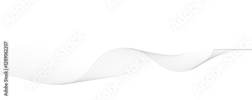 Gray wave curve lines abstract background with flowing particles. Digital energy waves technology concept. Modern backdrop design for business, presentation, banner.