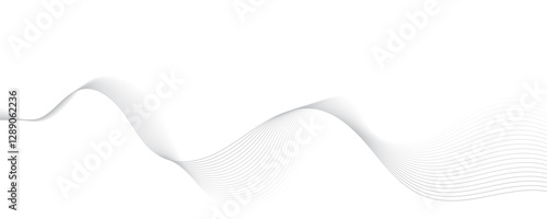 Gray wave curve lines abstract background with flowing particles. Digital energy waves technology concept. Modern backdrop design for business, presentation, banner.