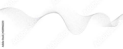 Gray wave curve lines abstract background with flowing particles. Digital energy waves technology concept. Modern backdrop design for business, presentation, banner.