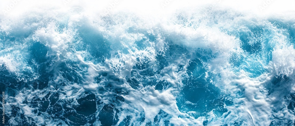 Fototapeta premium Ocean Landscape Blue Waves with White Sea Foam