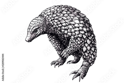 Hand-drawn panda bear, vintage vector art, cute animal, endangered species illustration, black sketch effect, trendy print design, wildlife, white background, animal art