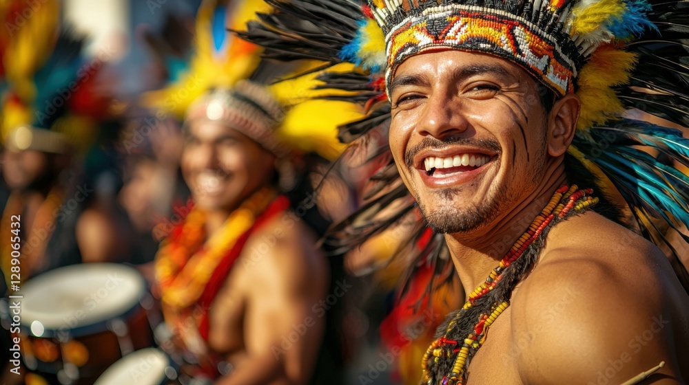 Obraz premium Vibrant street parade celebrating diverse cultures city center photography festive atmosphere close-up view community spirit