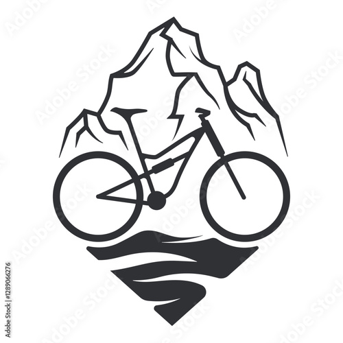 Icon logo bicycle with mountains