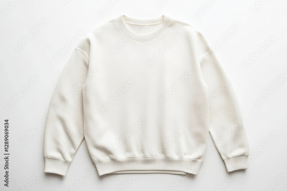 Blank crewneck sweatshirt mockup with ribbed cuffs and hem on white background f Blank crewneck sweatshirt mockup with ribbed cuffs and hem on white background f