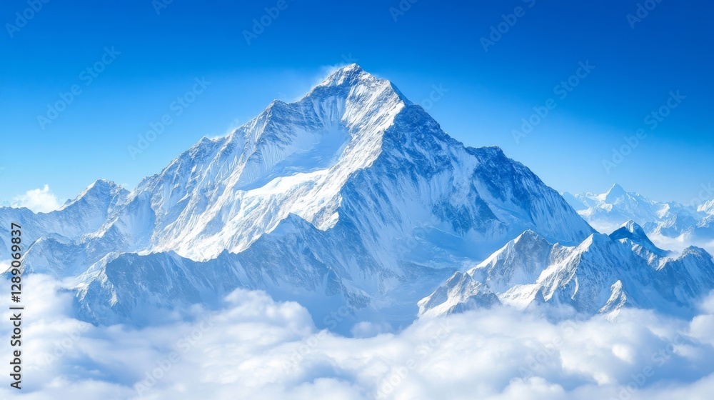 Fototapeta premium Majestic Snow-Capped Mountain Peak Under Clear Blue Sky