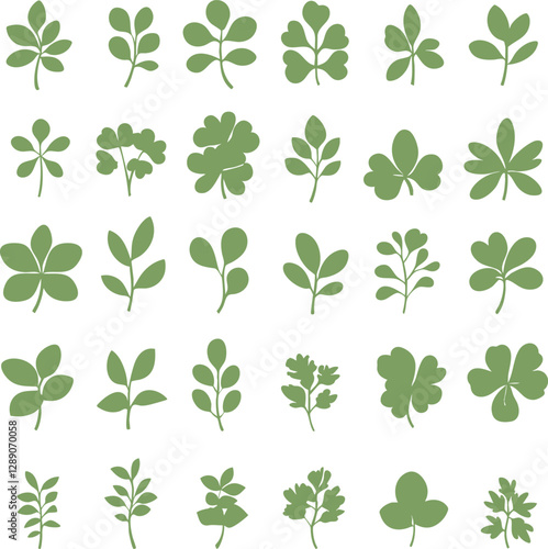 green clover leaves icon set