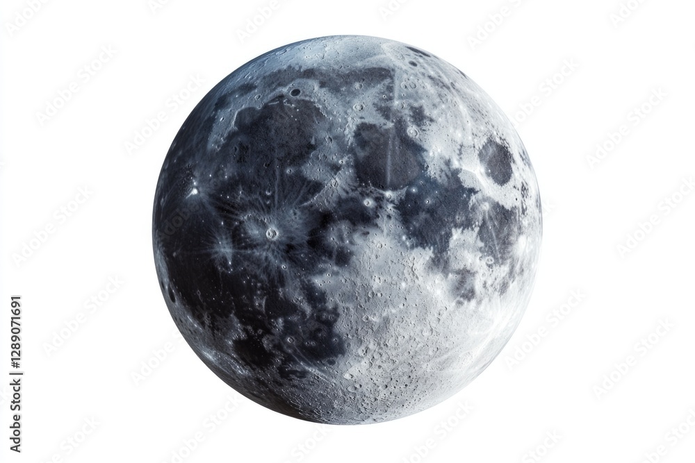A picture of the moon shining bright on a pure white background, ideal for use in designs where simplicity and elegance are key A picture of the moon shining bright on a pure white background, ideal for use in designs where simplicity and elegance are key