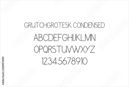 Grutch Grotesk Condensed font for logo and headline. Isolated vector typeset