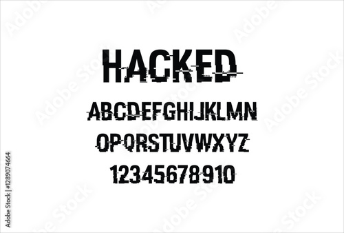 HACKED font for logo and headline. Isolated vector typeset