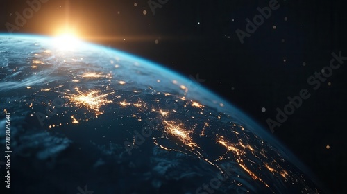 Fototapeta Naklejka Na Ścianę i Meble -  Giant space station orbiting Earth, privately funded commercial space habitat