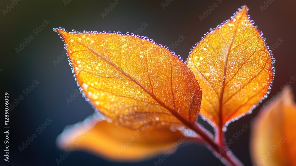Fototapeta premium A single leaf with tiny water droplets on its surface, great for nature or science illustrations