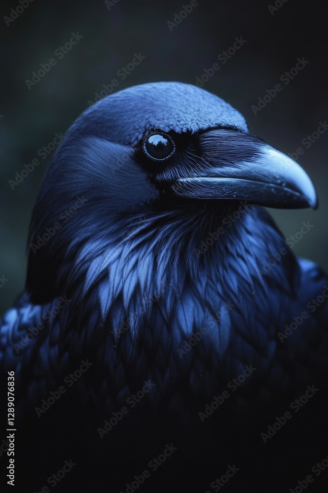 Close-up shot of a black bird perched on a dark surface, great for backgrounds or textures Close-up shot of a black bird perched on a dark surface, great for backgrounds or textures