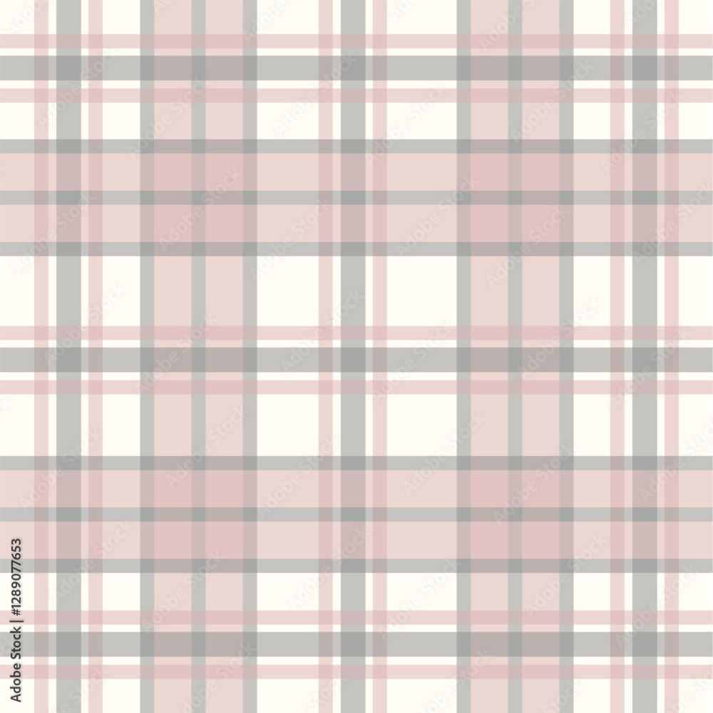 Fototapeta premium tartan pattern in soft beige, white, and light pink. Perfect for fabric, fashion, wallpaper, and digital backgrounds. Classic checkered design for timeless style and versatile design projects.