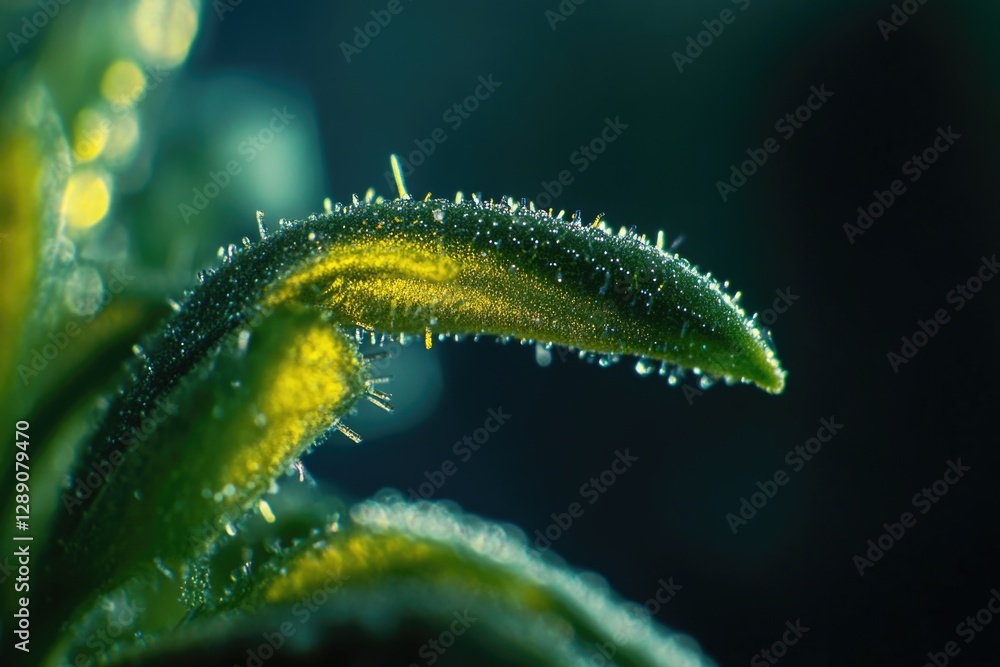 A close-up shot of a plant with water droplets on its surface A close-up shot of a plant with water droplets on its surface