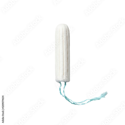 White Tampon with String for Feminine Hygiene and Period Protection on Transparent Background