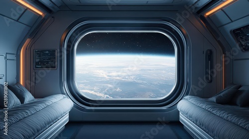 Wallpaper Mural Luxury space hotel floating above Earth, panoramic windows showing breathtaking planetary views Torontodigital.ca