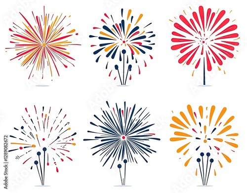 Set of Fireworks Illustrations