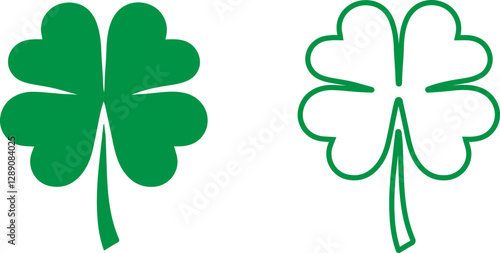 The shamrock icon. St patrick's day symbol.Green clover icon sign. Four and three leaves clover. Lucky four . Shamrock clover leaf symbol . 4-leaf clover.