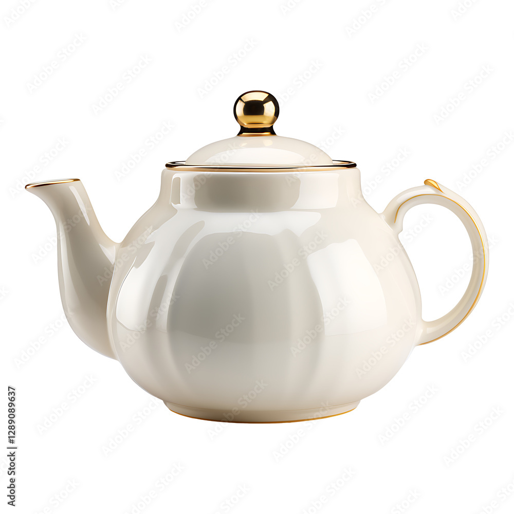 Fototapeta premium Classic Porcelain Teapot with Lid isolated on transparent background
