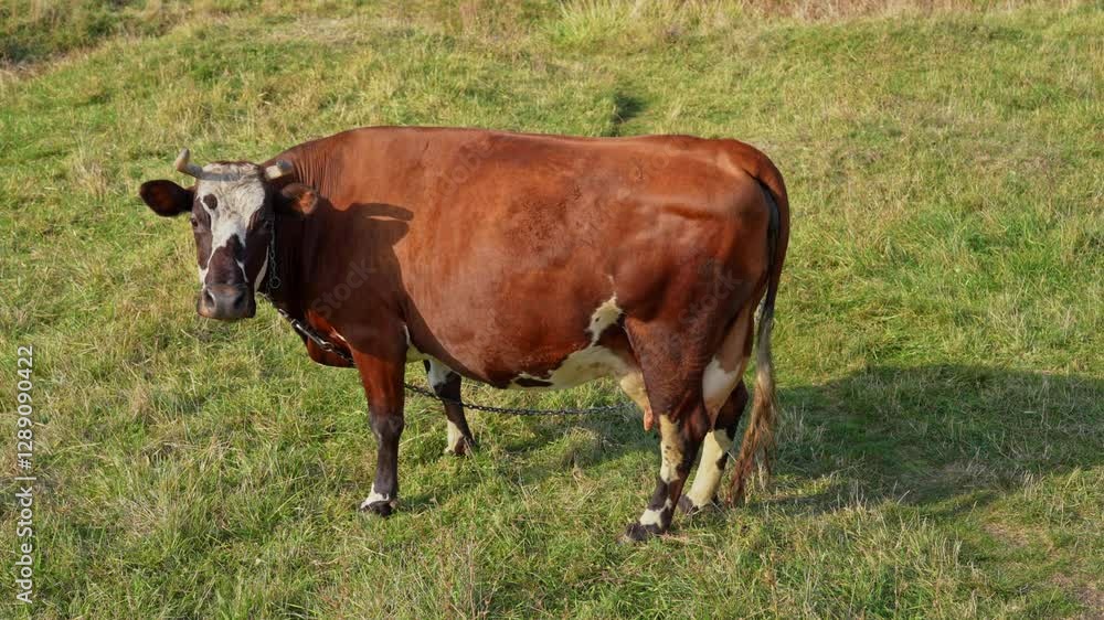 Cow grazing in a rural field Cow grazing in a rural field