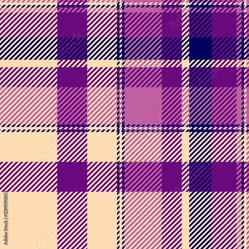 Dye check background plaid, apartment tartan textile seamless. Coloured texture pattern fabric vector in peach puff and purple colors.