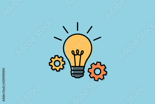 Light bulb and gear, concept of idea and creativity
