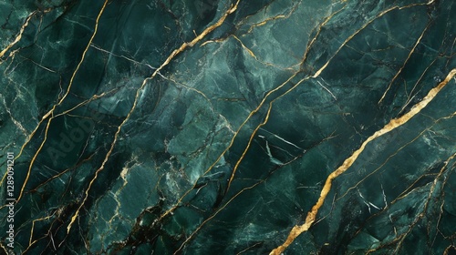 Emerald green marble texture with gold veins
