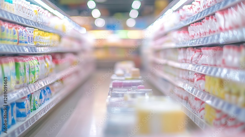 A supermarket display for baby formula sitting empty due to a nationwide shortage, depicted with an abstract blur effect A supermarket display for baby formula sitting empty due to a nationwide shortage, depicted with an abstract blur effect