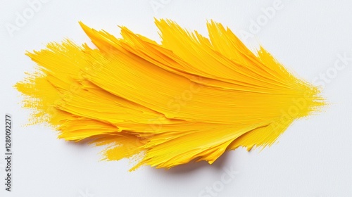 Abstract Yellow Paint Stroke on White Background. Possible Use Design Inspiration photo