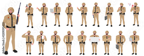 
Police Officer Character Design Model Sheet. Man, Character design. Front, side, back view and explainer animation poses. Character set with lip sync and Walk cycle animation sequences.
