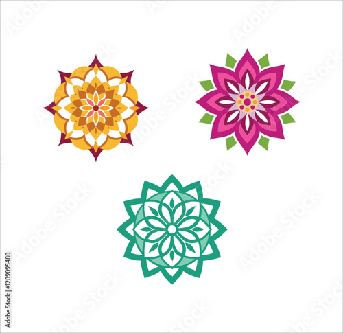 Collection of bright colorful mandala