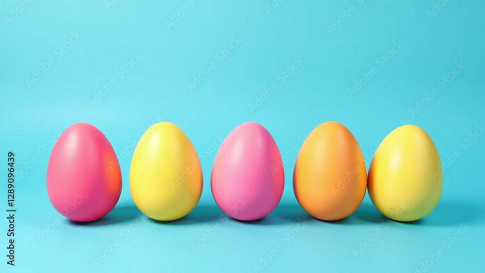 colorful easter eggs seen bright blue background displaying vibrant hues pink